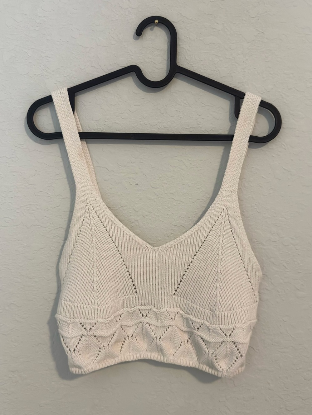 Cream Knit Cropped Tank Top